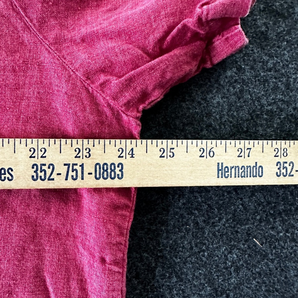 Eileen Fisher Raspberry Pink Organic Linen Mandarin Collar Button Up Shirt XL - Picture 5 of 6